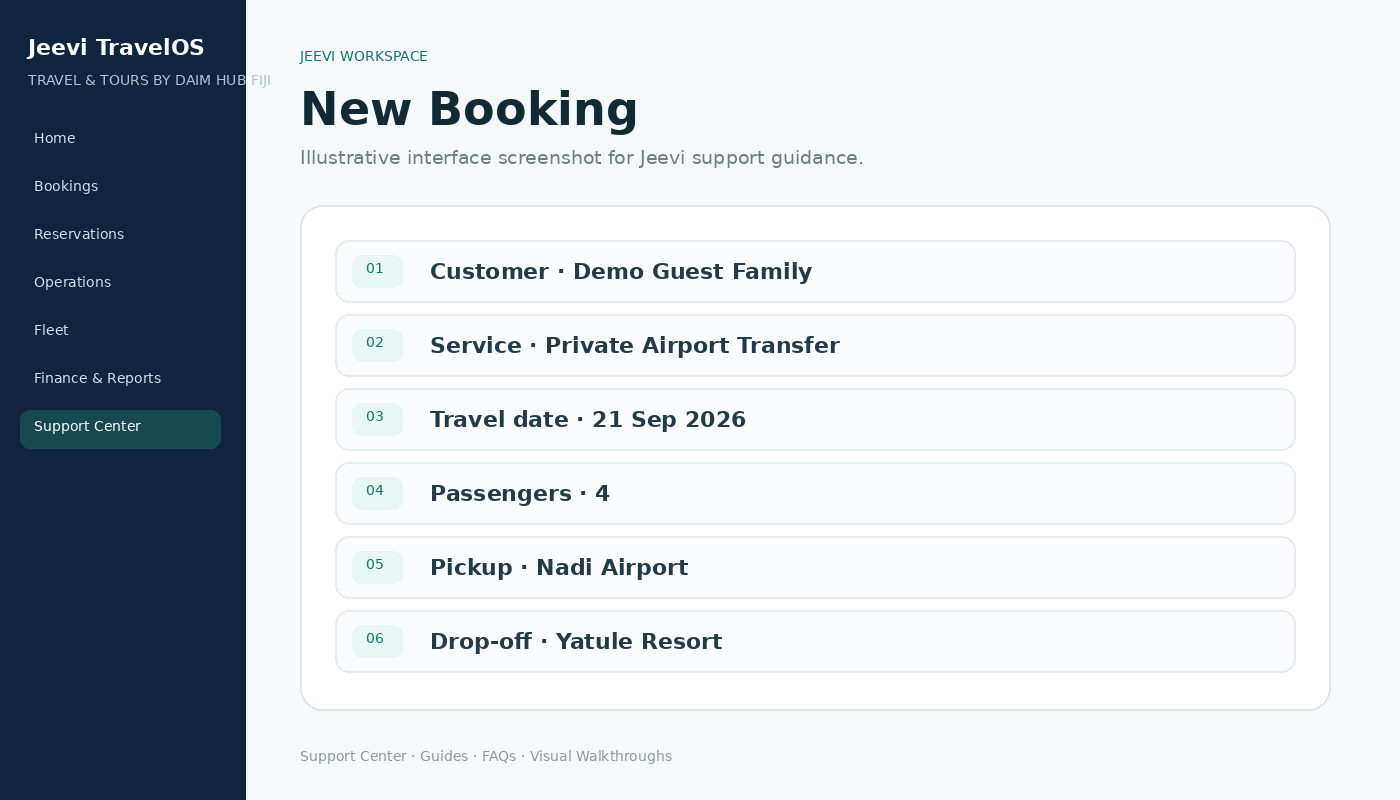 Create a tour or transfer booking